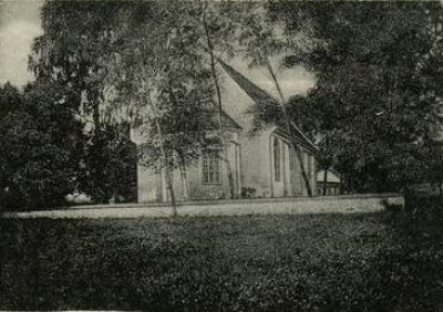 Kintų evangelikų liuteronų bažnyčios vaizdas XX a. I pusės atviruke